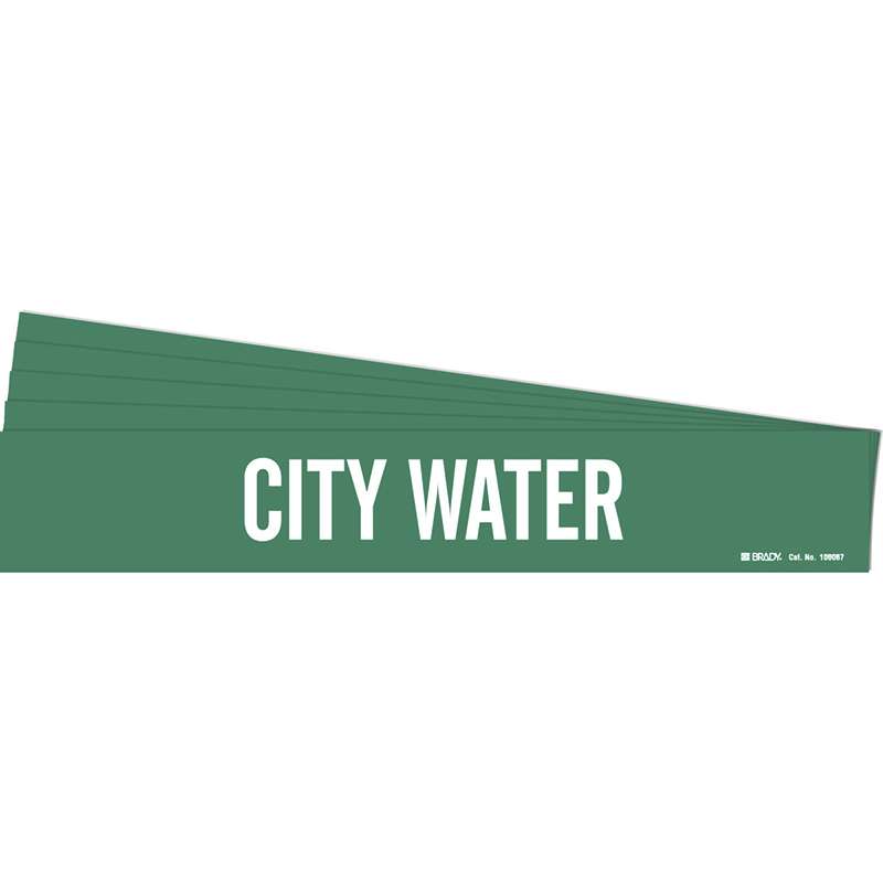 CITY WATER Pipe Marker Style 1HV Polyester White on Green 1 per Card, 5 PK